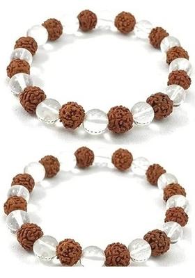 Rudraksha, Clear Quartz Crystal Bracelet&nbsp;&nbsp;(Pack of 2)