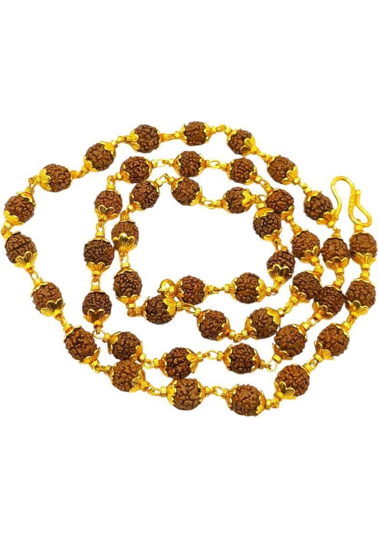 Lab Certified 5 Mukhi/ Faces Rudraksha Jaap Mala, Round Drilled 54 Beads Rudraksha Chain - Indya