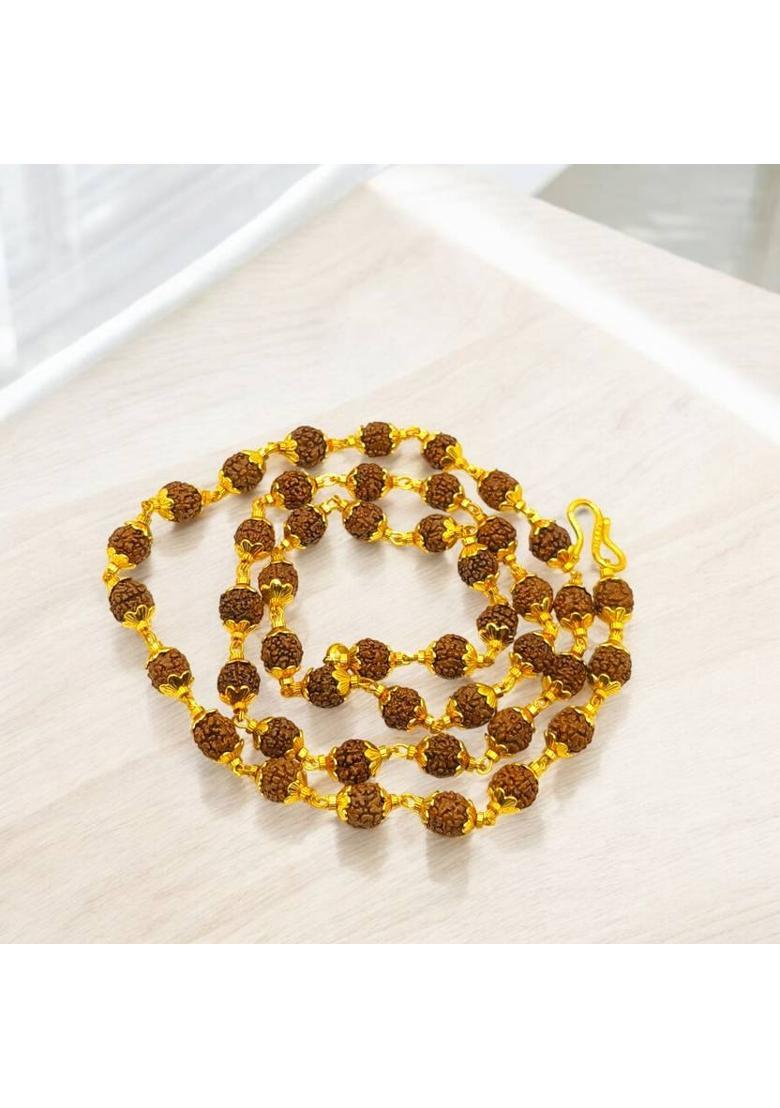 Lab Certified 5 Mukhi/ Faces Rudraksha Jaap Mala, Round Drilled 54 Beads Rudraksha Chain - Indya