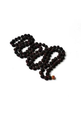 100% Natural & Certified 108 + 1 Beads Black 5 Mukhi Rudraksha Mala Wood Chain