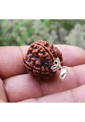 Beautum 5 Mukhi Rudraksha Certified Nepali | Rudraksha Pendant with Silver Cap(1) Wood Pendant
