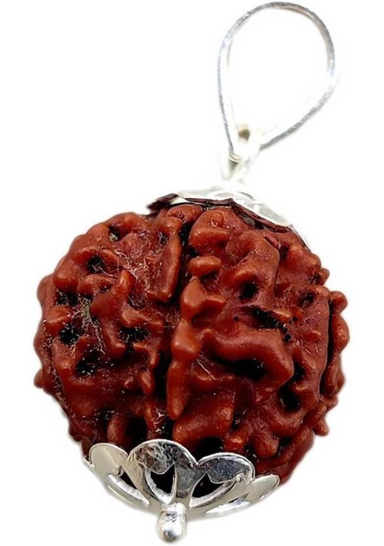PRIYANSHU NAVRATN Certified 6 Face / 6 Mukhi Rudraksha Pendant Original Silver Plated Locket Silver Beads Metal Pendant - Indya