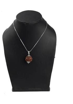 ellegent Rudraksha Pendant with Silver Coated Chain Wood Pendant