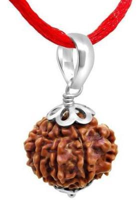 Rudra gems Jewellery 5 Mukhi Rudraksha Pendant Silver Brass, Wood Pendant