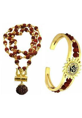 Brass, Stainless Steel Gold-plated Brown, Gold Jewel Set&nbsp;&nbsp;(Pack of 1)