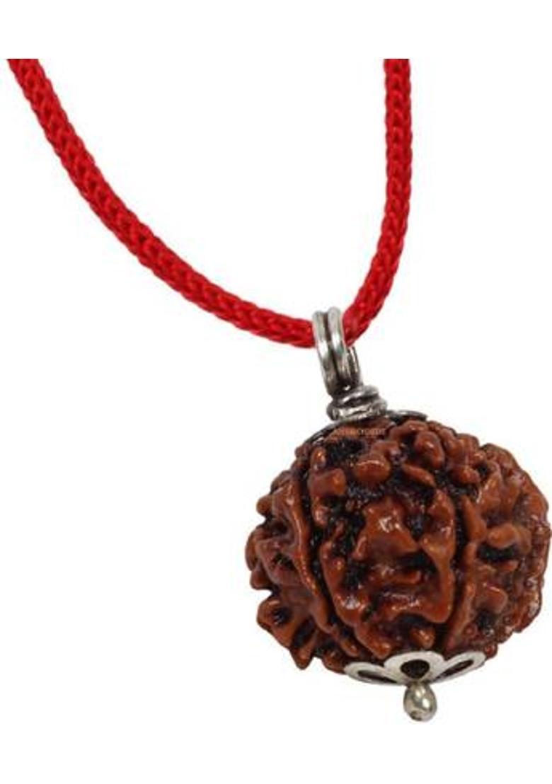 Astrodidi Five Face Rudraksha/ 5 Mukhi Rudraksha / 5 Face Rudraksha Silver Pendant With Lab Certificate Silver Wood Pendant - Indya
