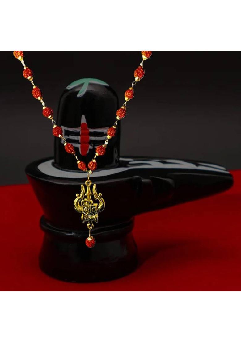 Bholenath Rudraksha Mala Gold-plated Plated Brass, Rudraksha Chain - Indya