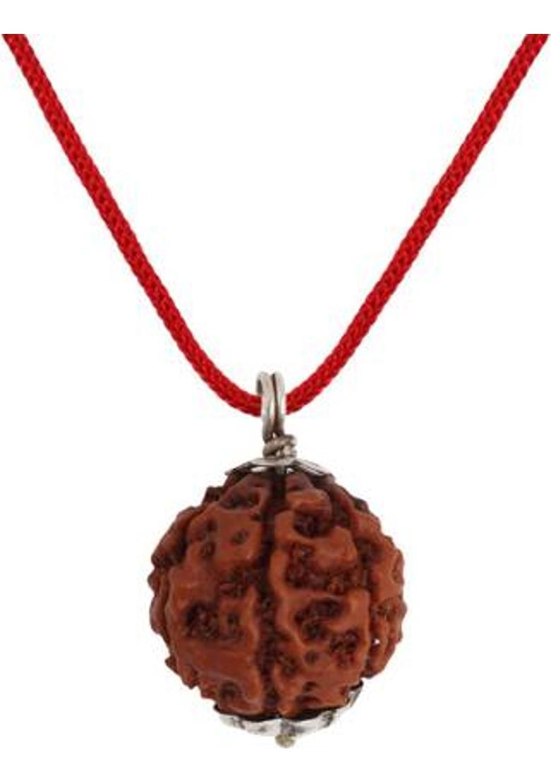Astrodidi 8 Mukhi Rudraksha Eight Face Rudraksh Pendant Indonesian Java Small Size Bead With Lab Report Silver Wood Pendant - Indya