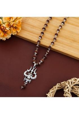 OM Trishul Silver Mala Silver Plated Brass Chain Set