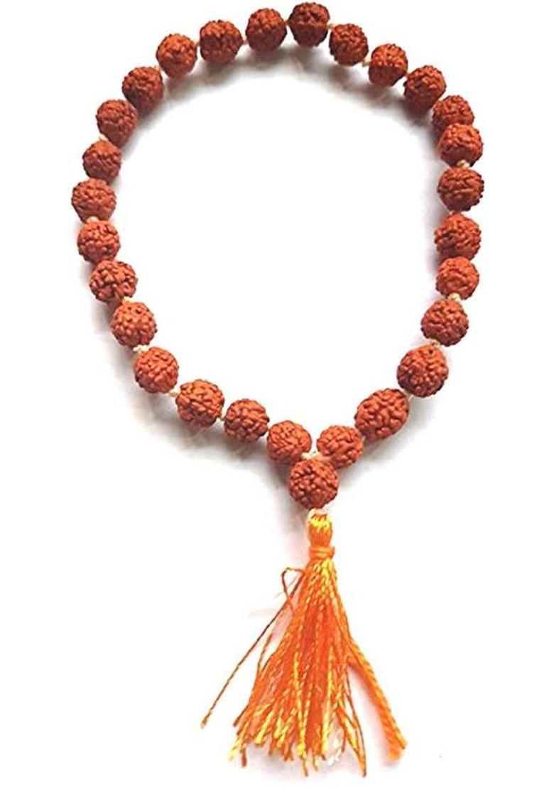 Natural & Original 5 Mukhi Rudraksha Mala For Jaap (27 Beads) (1 Pc) Wood Chain - Indya