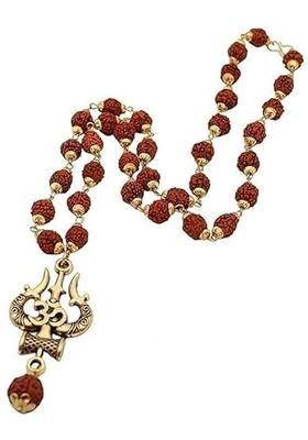 Gold-Plated Trishul Rudraksha for Men Women Stylish Spiritual Wear Mala Crystal Rudraksha Chain