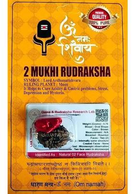 Hari Har Enterprises 2 Mukhi Nepali Rudraksha Two Faced Rudraksh With Lab Test Certificate, Do mukhi Wood Locket