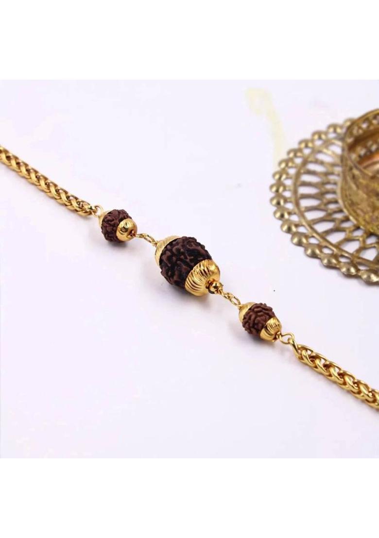 Brass, Rudraksha Gold-plated Bracelet - Indya