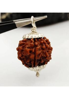 Rudra gems Jewellery 5 Mukhi Rudraksha From Nepali Five Face Rudraksha Metal Capped Brass, Wood Pendant