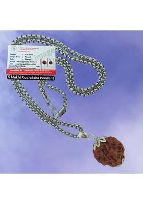 Banke Collection 100% Original five Face Rudraksha (5 Mukhi Rudraksh) Natural Silver Beads Brass, Wood Pendant
