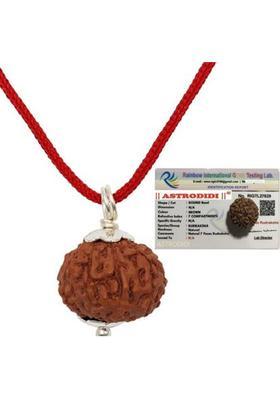 Astrodidi Original 7 Mukhi Rudraksha Pendant | Natural Seven Face Rudraksha Lab Certified Silver Wood Pendant