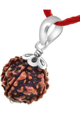 Fine Creation 5 Mukhi Nepali Rudraksha Five Face Rudraksh With Original Quality Certificate Silver Wood Pendant