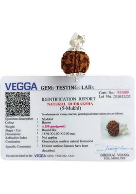 jupiter speaks 5 Mukhi Rudraksha Pendant Nepali Lab Certified, 100% Original Five/ Face Ruthratcham Bead Size 17-20 mm German Silver Color Brown for Men & Women Wood Pendant