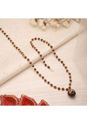 Gold Plated Shree Om Rudraksha Mala Fabric Necklace