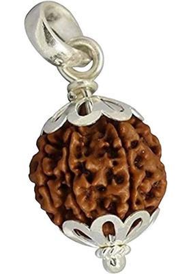 Fine Creation 5 Mukhi Nepali Rudraksha Five Face Rudraksh With Original Quality Certificate Silver Wood Pendant