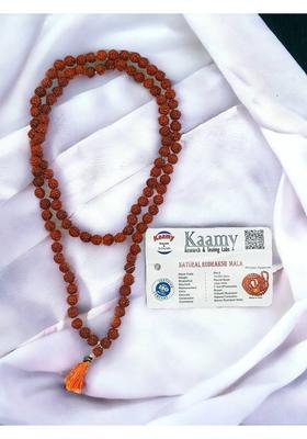 100% Original Tested 5 MUKHI RUDRAKSHA JAAP MALA-108 Wood Chain