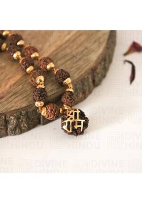 Shree Ram 5 Mukhi Rudraksha Pendant Necklace | 10MM | Lab Tested & Natural Gold-plated Plated Brass Necklace