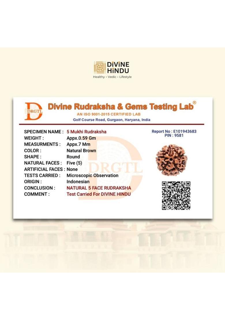 Shree Ram 5 Mukhi Rudraksha Pendant Necklace | 10MM | Lab Tested & Natural Gold-plated Plated Brass Necklace - Indya