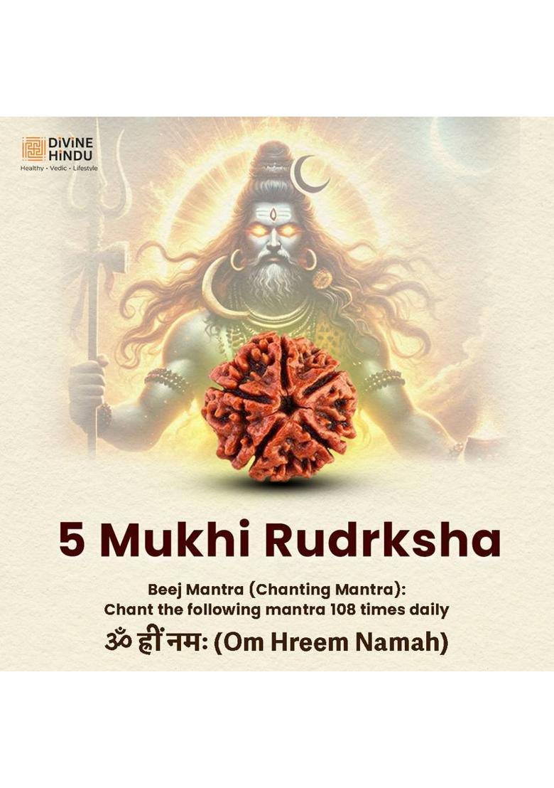 Shree Ram 5 Mukhi Rudraksha Pendant Necklace | 10MM | Lab Tested & Natural Gold-plated Plated Brass Necklace - Indya