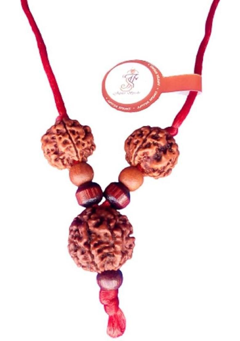 Vegga Certified 7 Mukhi Rudraksha Nepal, 100% Original Seven Face Rudraksha With Red Silk Thread Brown Color Bead for Men and Women Wood Pendant - Indya
