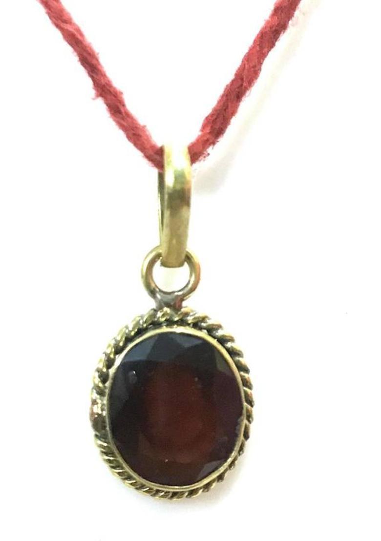 Astrodidi Gomed Stone Natural Hessonite Garnet Gemstone (5 Ratti to 6 Ratti) With Lab Certificate Brass Garnet Stone Pendant - Indya