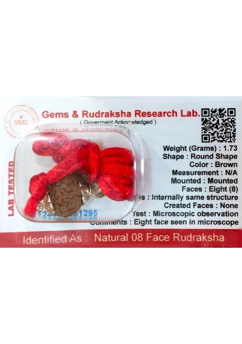 JangraBro Premium 8 Mukhi Nepali Rudraksha Eight Faced Rudraksha With Lab tested Sterling Silver Wood Pendant - Indya