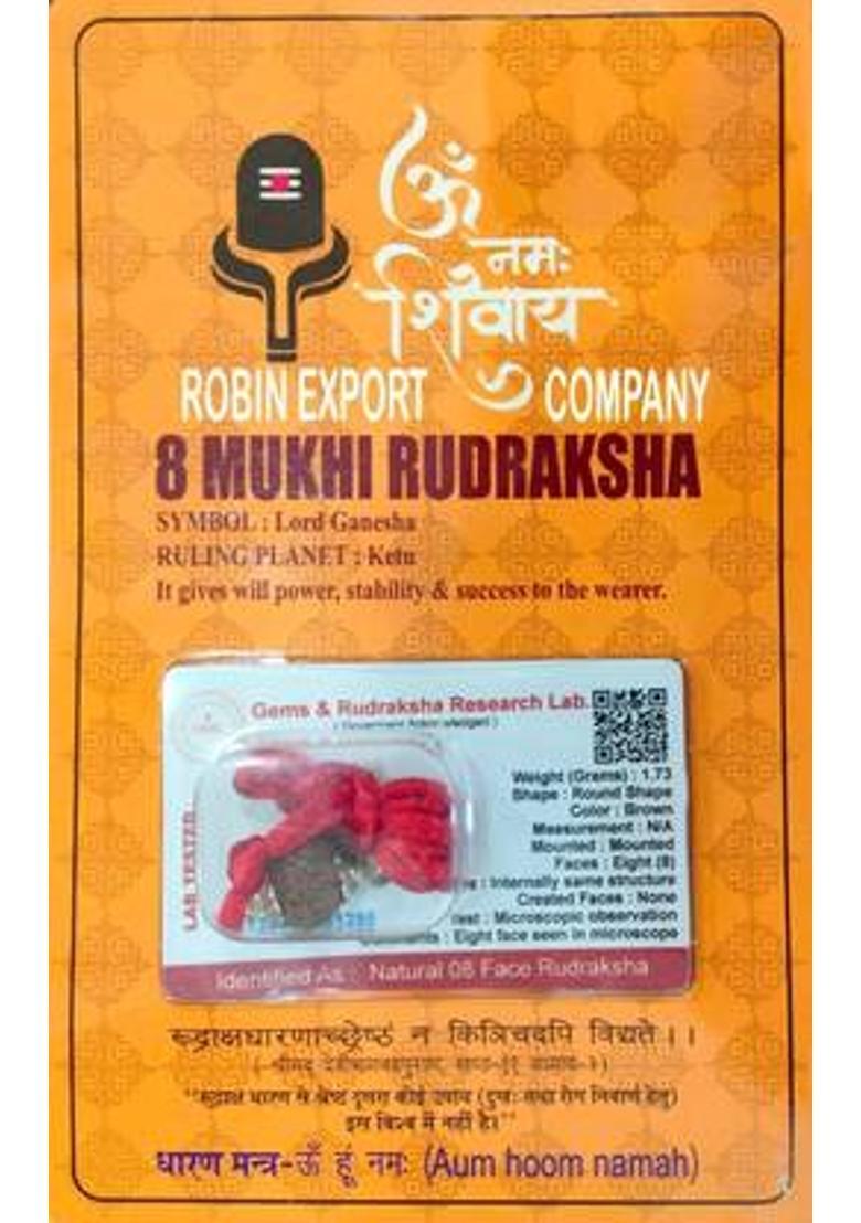 JangraBro Premium 8 Mukhi Nepali Rudraksha Eight Faced Rudraksha With Lab tested Sterling Silver Wood Pendant - Indya