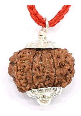 JangraBro 5 Mukhi Rudraksha Pendant Five Mukhi Original Silver Beads Wood Locket Set