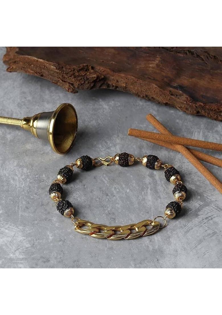 Brass, Rudraksha Gold-plated Bracelet - Indya