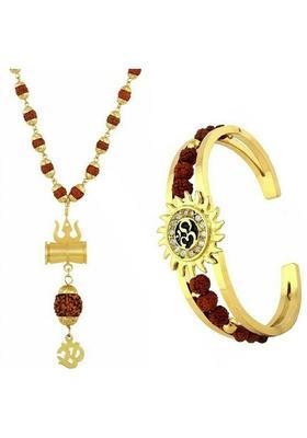 Brass, Stainless Steel Gold-plated Brown, Gold Jewel Set&nbsp;&nbsp;(Pack of 1)