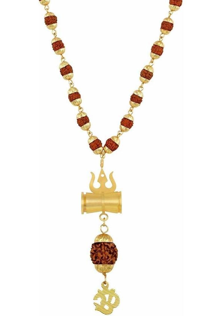 Brass, Stainless Steel Gold-plated Brown, Gold Jewel Set&nbsp;&nbsp;(Pack of 1) - Indya