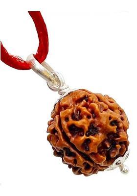 RIKIJAZ 5 Mukhi Rudraksha | Original Nepali Natural Five Face Rudraksha With Lab Report Silver Wood Pendant