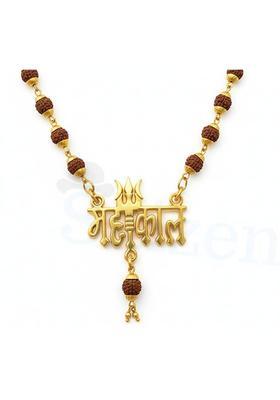 Mahakal Locket Gold-Plated Rudraksha Beads Brass, Wood Pendant Gold-plated Plated Stainless Steel Chain