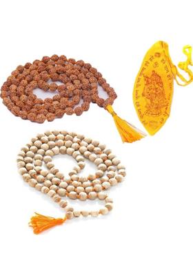 COMBO01 TULSI + RUDRAKSHA MALA+GAUMUKHI Wood Necklace