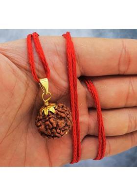 Haven gemsstone 5 Mukhi Rudraksha Original Certified | Original Seller Nepali Rudraksha | Gold-plated Beads Brass, Wood Locket Set