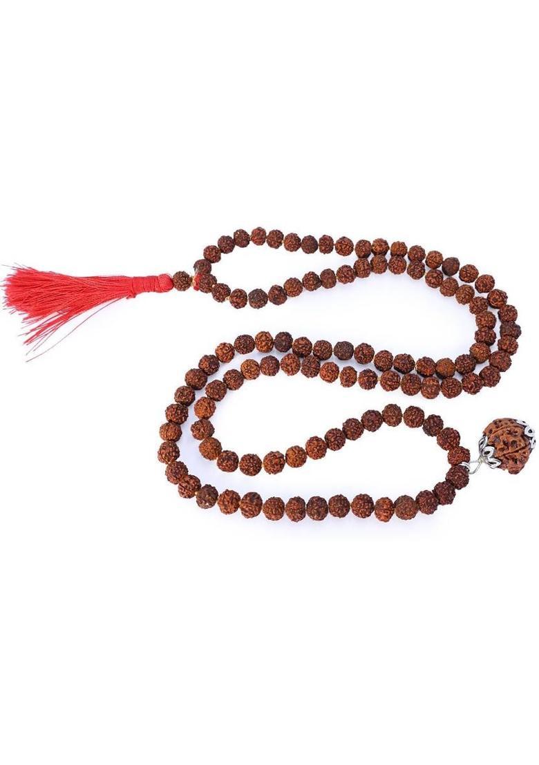 5 Mukhi Rudraksha Mala 108 Beads With Rudraksha Pendant Mala For Unisex Rudraksha Chain - Indya