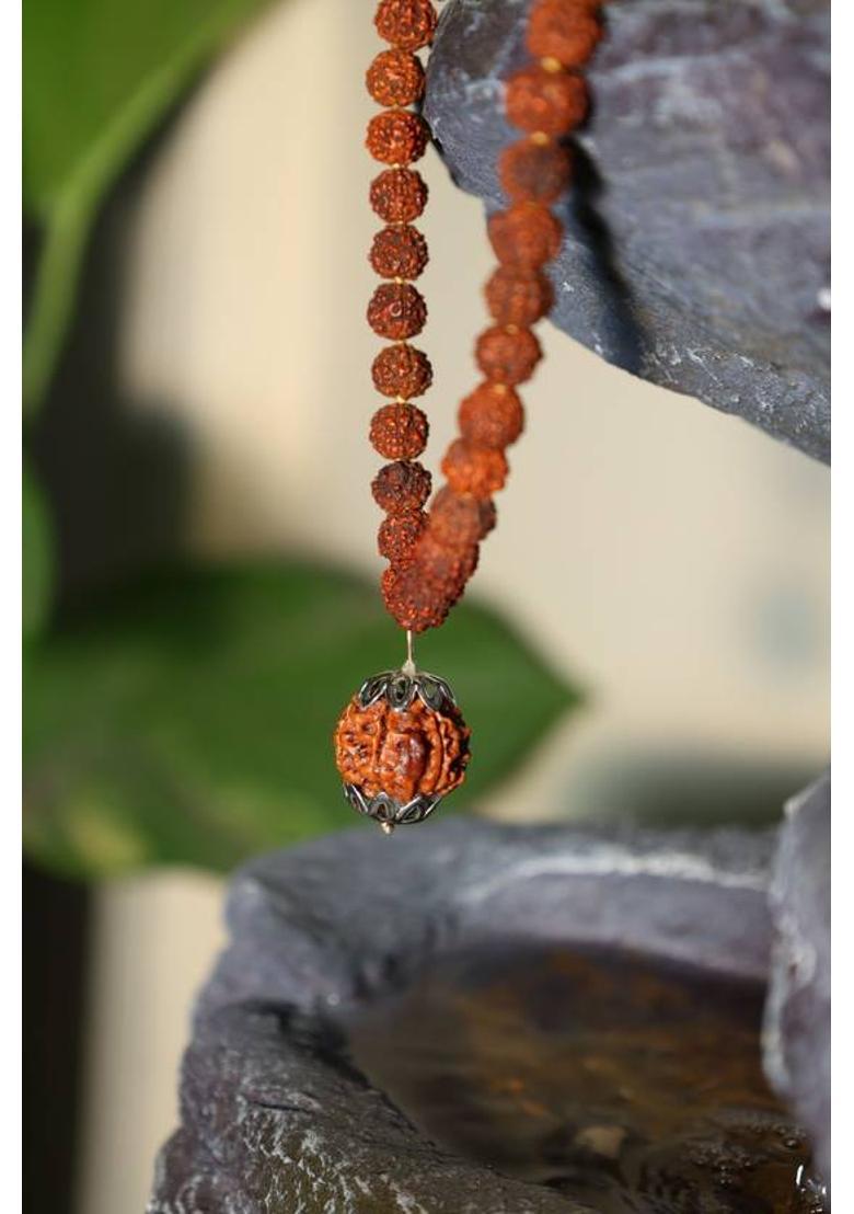 5 Mukhi Rudraksha Mala 108 Beads With Rudraksha Pendant Mala For Unisex Rudraksha Chain - Indya
