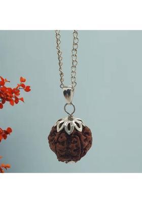 JangraBro Five/5Mukhi Rudraksha and Certificate Silver Beads Brass, Wood Locket Set