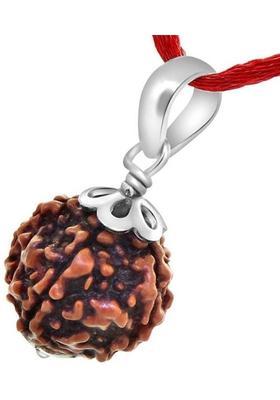 Haven gemsstone Premium Five Mukhi Rudraksha / Original Nepali 5 faced / 5 Mukhi Rudraksha Silver Beads Wood Pendant