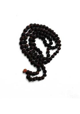100% Natural 108 + 1 Beads Black 5 Mukhi Rudraksha Mala, Gangajal And Ashtgandh Chandan Wood Chain Rudraksha ,Bhashm Wood Chain