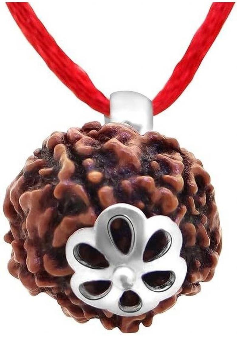 lisa vorce Original 5 Mukhi Rudraksha Five Face Rudraksha Metal Cap Bead Brass, Wood Pendant - Indya