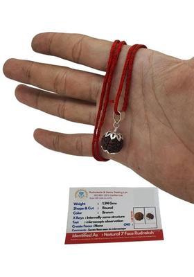 Kuttumb Gems & Jewels Astrological Seven Mukhi/Faced Rudraksha Pendant Silver Wood Locket Set