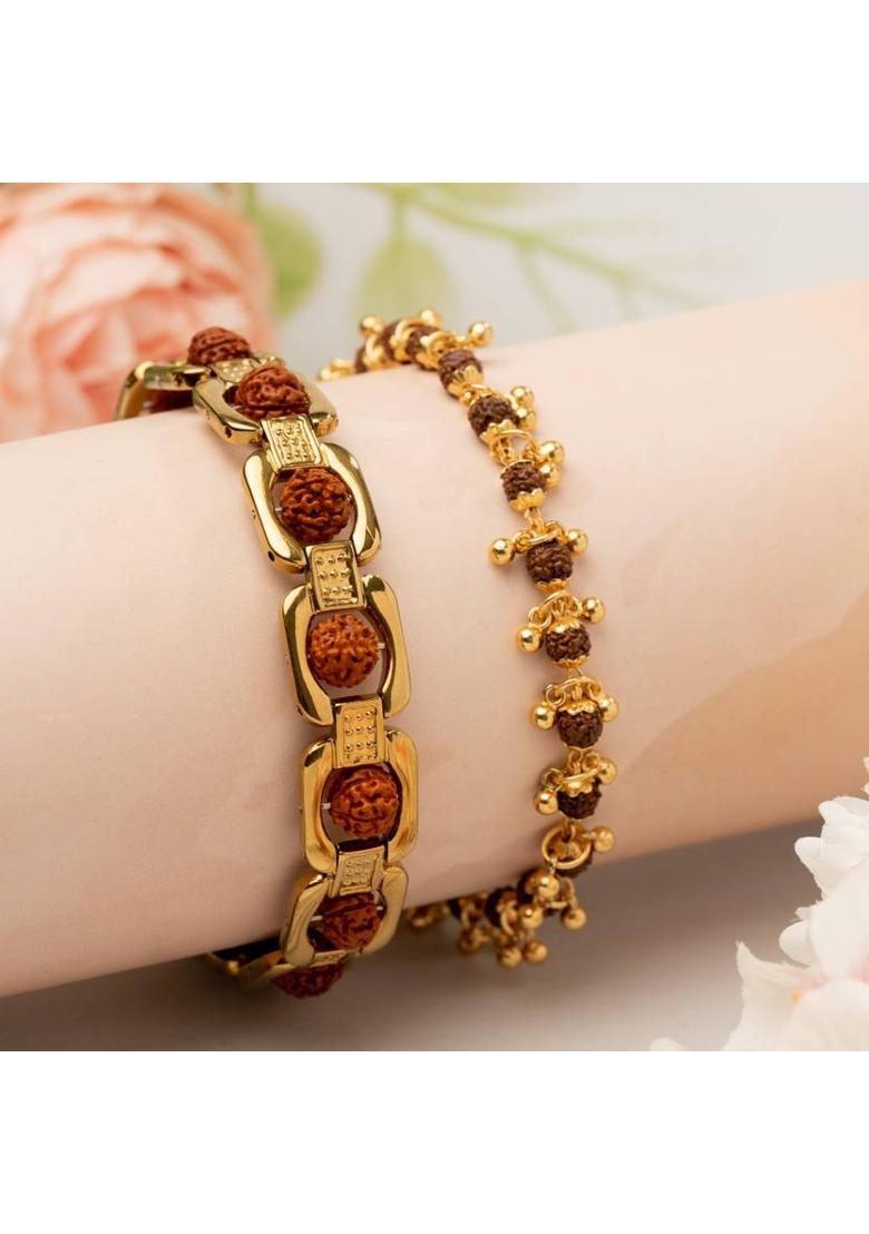Essential+ Elemental Rudraksha Bracelet Combo Gold-plated Plated Rudraksha Necklace - Indya