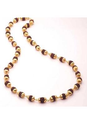 Rudraksha Mala with Golden Cap (8mm 36 Beads) Rare Collection for Unisex Wood Chain