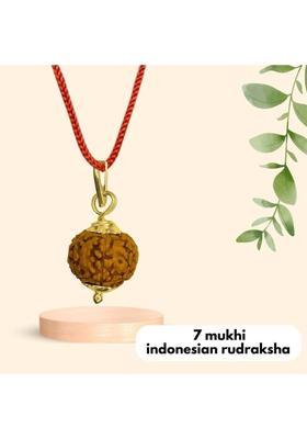 Kuttumb Gems & Jewels 7 Mukhi rudraksha / 7 Face Rudraksha Pendant indonesian For Men and Women Gold-plated Brass Locket Set